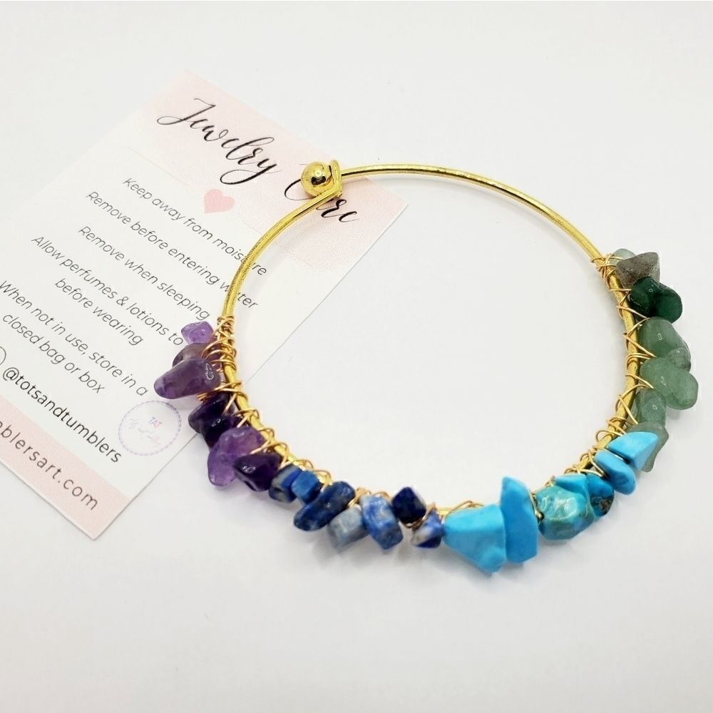 Hand Crafted Natural Chip Bangle Bracelet